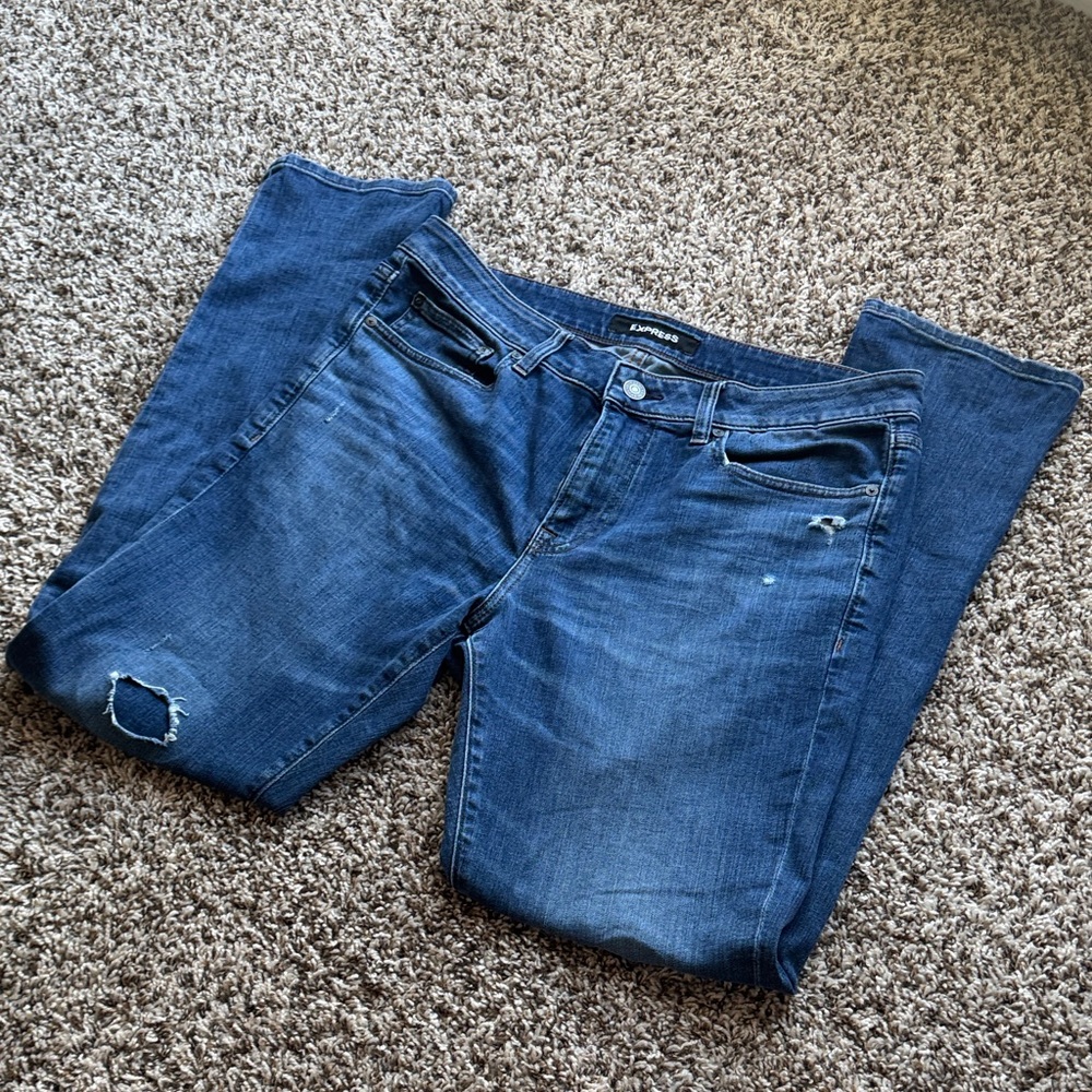 Express Men's Distressed Blue Skinny Jeans 32X34